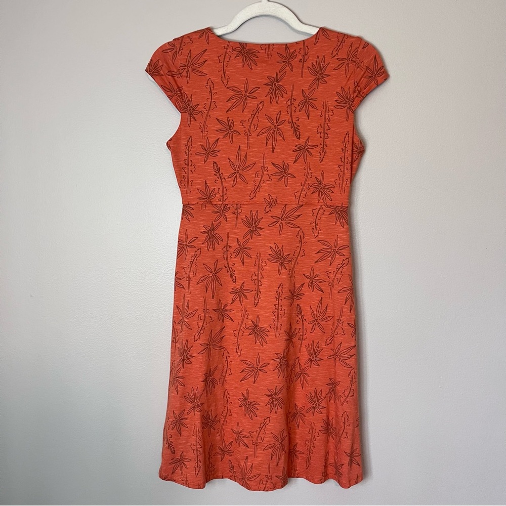 Toad & Co Rosemarie Organic Cotton A-Line Empire Waist Dress Orange Floral XS - Picture 7 of 9